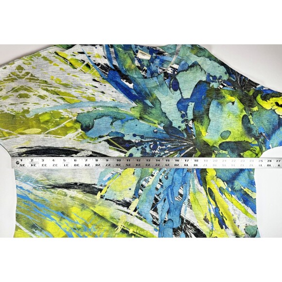 Jess & Jane Shirt Womens Large Blue Green Rain Forest Print Made USA CP1-672 - Picture 9 of 13